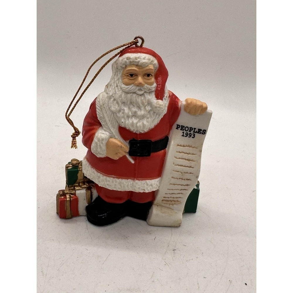 1993 People Store Santa Checking His List Christmas Ornament Vintage